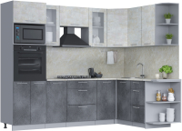 Кухонный гарнитур Интерлиния Мила 1.68x2.6 правая (бетон лайт/бетон портленд/опал светлый) - 