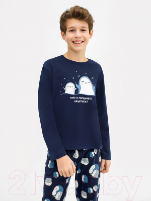 Пижама детская Mark Formelle 563323 (р.128-64-57, синий/пингвины на синем)