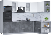 Готовая кухня Интерлиния Мила 1.68x2.8 правая (белый платинум/бетон портленд/белый гранит) - 