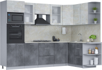 Кухонный гарнитур Интерлиния Мила 1.68x2.8 правая (бетон лайт/бетон портленд/опал светлый) - 