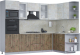 Кухонный гарнитур Интерлиния Мила 1.68x2.8 правая (бетон лайт/дуб веллингтон/опал светлый) - 