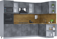 Готовая кухня Интерлиния Мила 1.68x2.8 правая (бетон потленд/бетон портленд/дуб бунратти) - 