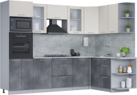 Готовая кухня Интерлиния Мила 1.68x2.8 правая (персидский жемчуг/бетон портленд/серый каспий) - 