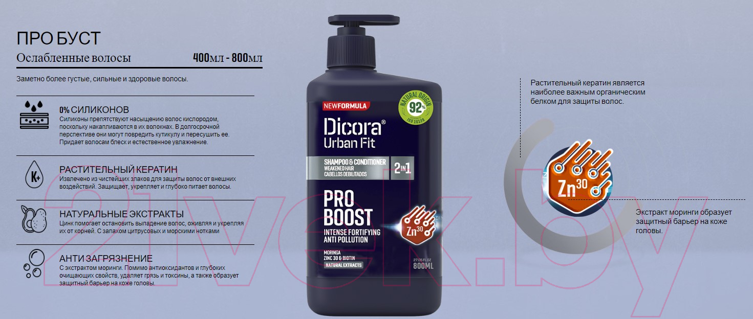 Dicora Urban Fit Shampoo Pro Boost - Shampoo for Weakened Hair