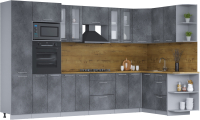 Готовая кухня Интерлиния Мила 1.68x3.4 правая (бетон потленд/бетон портленд/дуб бунратти) - 