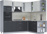 Кухонный гарнитур Интерлиния Мила 1.88x2.4 правая (бетон лайт/антрацит/опал светлый) - 