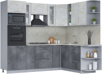 Кухонный гарнитур Интерлиния Мила 1.88x2.4 правая (бетон лайт/бетон портленд/опал светлый) - 