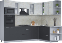 Кухонный гарнитур Интерлиния Мила 1.88x2.6 правая (бетон лайт/антрацит/опал светлый) - 