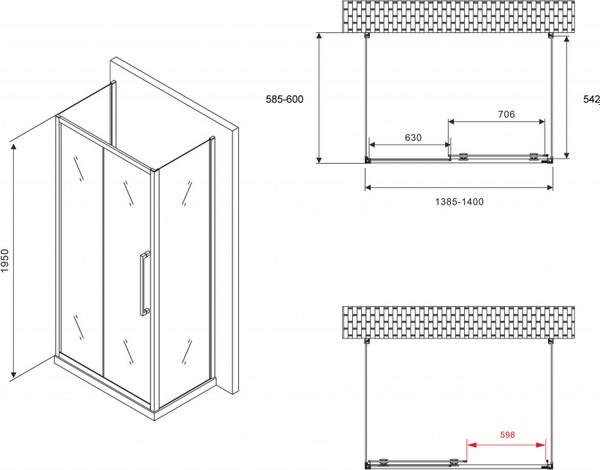 Купить Душевой уголок Abber Schwarzer Diamant AG30140H-S60-S60 в Борисове