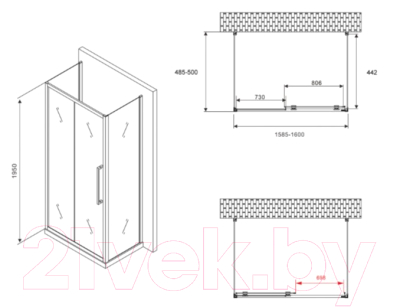 Душевой уголок Abber Schwarzer Diamant AG30160BH-S50B-S50B