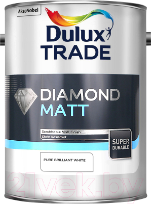 Краска Dulux Trade Diamond Matt износостойкая (4.5л, белый)