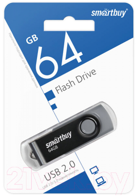 Usb flash накопитель SmartBuy Twist Black 64GB (SB064GB2TWK)