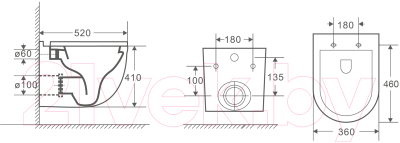 Унитаз подвесной с инсталляцией WeltWasser Amberg 350 ST+ Heimbach 041 MT-BL+ Amberg RD-BL