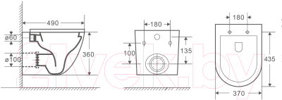 Унитаз подвесной с инсталляцией WeltWasser Amberg 350 ST + Merzbach 041 MT-GR + Amberg RD-BL