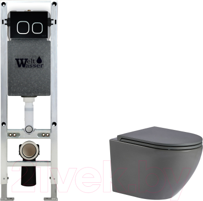 Унитаз подвесной с инсталляцией WeltWasser Amberg 350 ST + Merzbach 043 MT-GR + Amberg RD-BL
