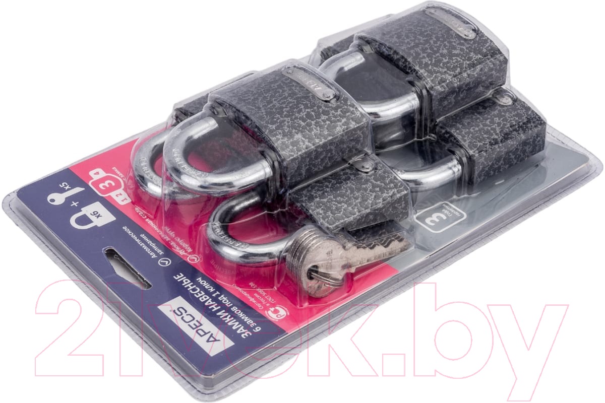 Набор замков навесных Apecs PD-01-50-Blister (6Locks+5Keys) — фото 4
