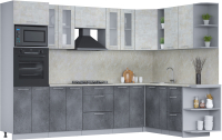 Кухонный гарнитур Интерлиния Мила 1.88x3.0 правая (бетон лайт/бетон портленд/опал светлый) - 