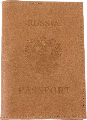 Обложка на паспорт Poshete 604-002NPK-LCM (Dark Camel)