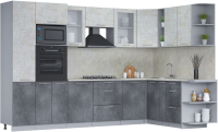 Кухонный гарнитур Интерлиния Мила 1.88x3.2 правая (бетон лайт/бетон портленд/опал светлый) - 