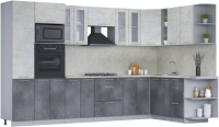 Готовая кухня Интерлиния Мила 1.88x3.4 правая (бетон лайт/бетон портленд/опал светлый) - 