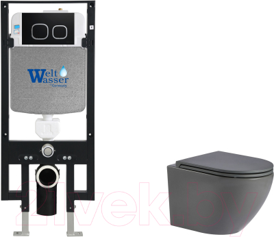 Унитаз подвесной с инсталляцией WeltWasser Amberg 497 + Merzbach 043 MT-GR + Amberg RD-BL