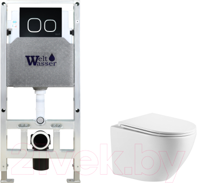 Унитаз подвесной с инсталляцией WeltWasser Amberg 506 ST + Merzbach 043 GL-WT + Amberg RD-BL