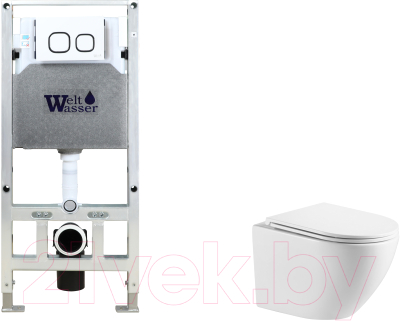 Унитаз подвесной с инсталляцией WeltWasser Amberg 506 ST + Merzbach 043 GL-WT + Amberg RD-WT