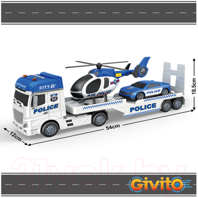 Автовоз игрушечный Givito Полиция городской транспортер полицейских машин / G235-475
