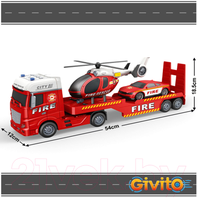 Автовоз игрушечный Givito Пожарная городской пожарно-спасательный транспортер / G235-476