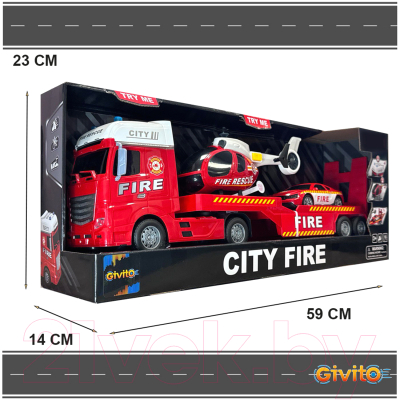 Автовоз игрушечный Givito Пожарная городской пожарно-спасательный транспортер / G235-476