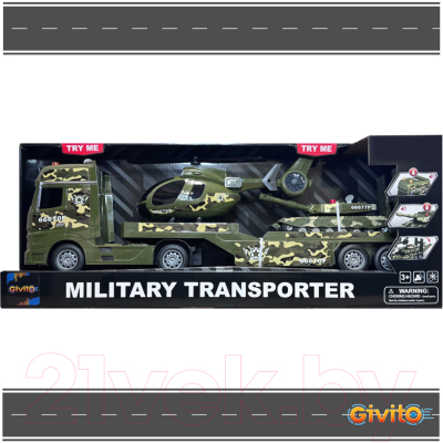 Автовоз игрушечный Givito Милитари Военный транспортер / G235-479