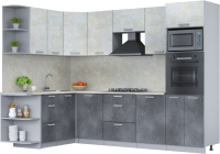 Кухонный гарнитур Интерлиния Мила Лайт 1.68x2.8 левая (бетон лайт/бетон портленд/опал светлый) - 