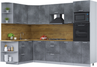 Кухонный гарнитур Интерлиния Мила Лайт 1.68x2.8 левая (бетон потленд/бетон портленд/дуб бунратти) - 