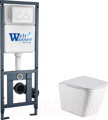 Унитаз подвесной с инсталляцией WeltWasser Marberg 410 + Gelbach 004 MT-WT + Mar 410 RD GL-WT