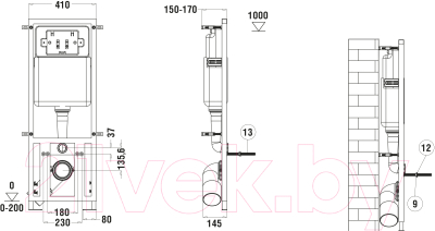 Унитаз подвесной с инсталляцией WeltWasser Marberg 410 + Gelbach 004 MT-WT + Mar 410 SE MT-BL