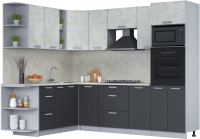Кухонный гарнитур Интерлиния Мила Лайт 1.88x2.6 левая (бетон лайт/антрацит/опал светлый) - 