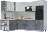 Кухонный гарнитур Интерлиния Мила Лайт 1.88x2.6 левая (бетон лайт/бетон портленд/опал светлый) - 