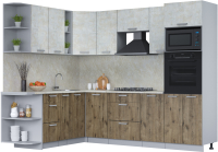 Кухонный гарнитур Интерлиния Мила Лайт 1.88x2.6 левая (бетон лайт/дуб веллингтон/опал светлый) - 
