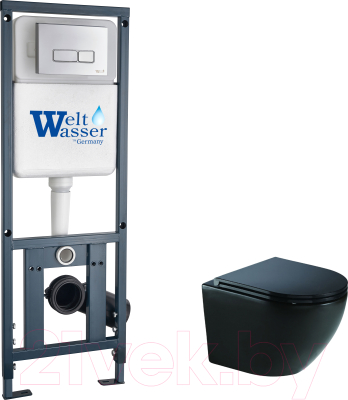 Унитаз подвесной с инсталляцией WeltWasser Marberg 410 + Merzbach 041 MT-BL + Mar 410 SE-CR