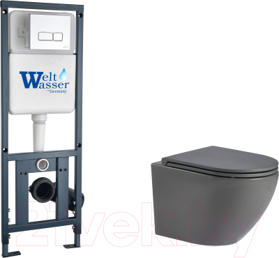 Унитаз подвесной с инсталляцией WeltWasser Marberg 410 + Merzbach 043 MT-GR + Mar 410 SE GL-WT