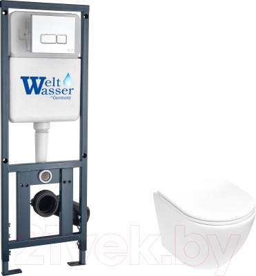 Унитаз подвесной с инсталляцией WeltWasser Marberg 410 + Merzbach 043 MT-WT + Mar 410 SE GL-WT