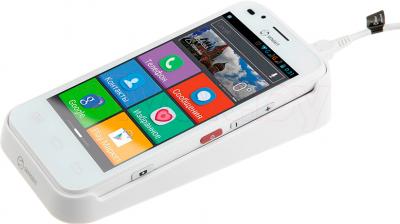 Смартфон Senseit L301 (белый) - с настольной зарядкой