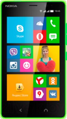 Смартфон Nokia X2 Dual (зеленый) - вид спереди
