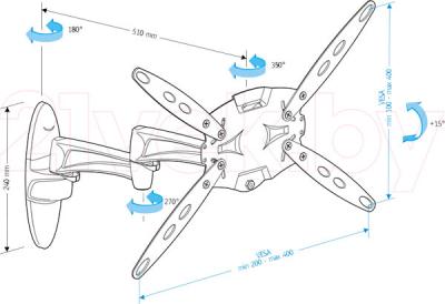 Кронштейн для телевизора Holder LCDS-5029 (белый) - габаритные размеры