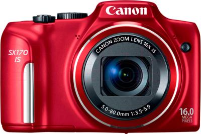 Компактный фотоаппарат Canon PowerShot SX170 IS Kit (Red) - вид спереди