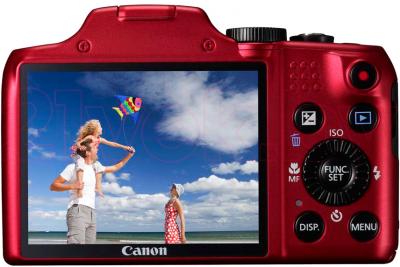 Компактный фотоаппарат Canon PowerShot SX170 IS Kit (Red) - вид сзади