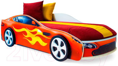 Стилизованная кровать детская Бельмарко Бондмобиль с подъемным механизмом и матрасом / 555 (красный)