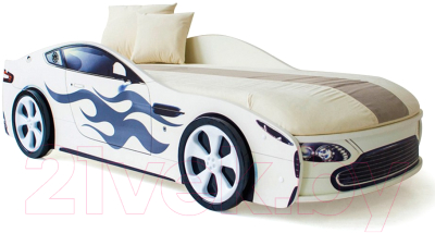 Стилизованная кровать детская Бельмарко Бондмобиль с подъемным механизмом и матрасом / 557 (белый)