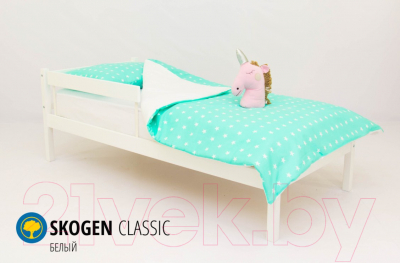 Односпальная кровать детская Бельмарко Skogen classic / 575 (белый) - пример комплектации с бортиком