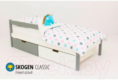 Односпальная кровать детская Бельмарко Skogen classic / 581 (графитовый/белый)